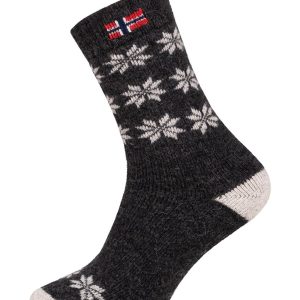 Ein Paar 80% Wollsocken Norwegen Flagge & Stern Design
